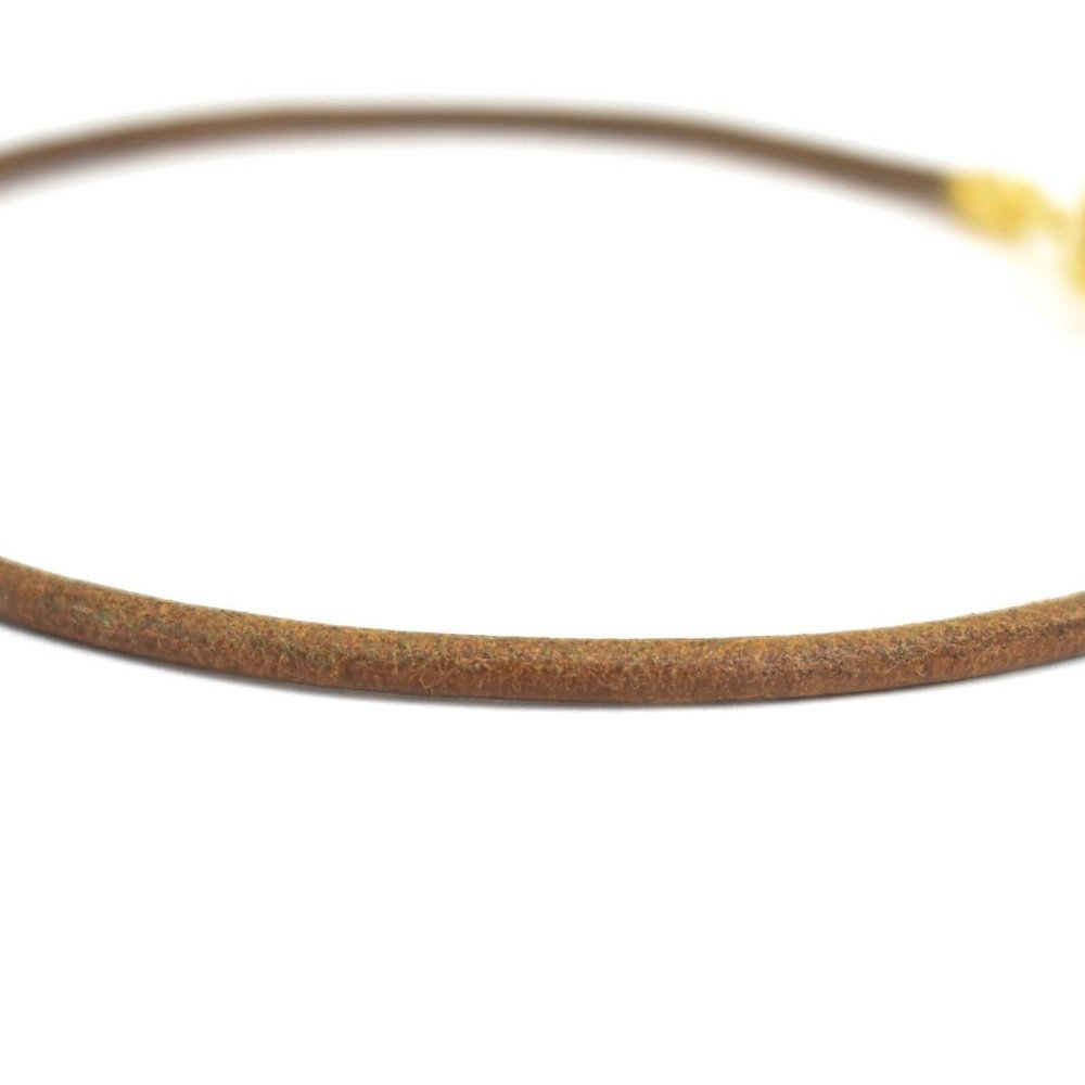 HERMES "Jumbo" Brown Leather Gold Hook Bracelet/Chocker necklace 1056 - Picture 4 of 7